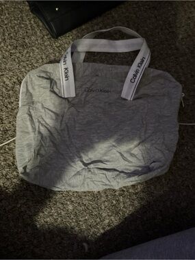 Calvin Klein Light Gray Logo Tote with White Branded Straps